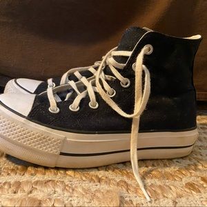 Black Platform High-Top Sneakers